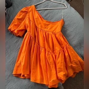 Showpo One Shoulder Dress in Vibrant Orange